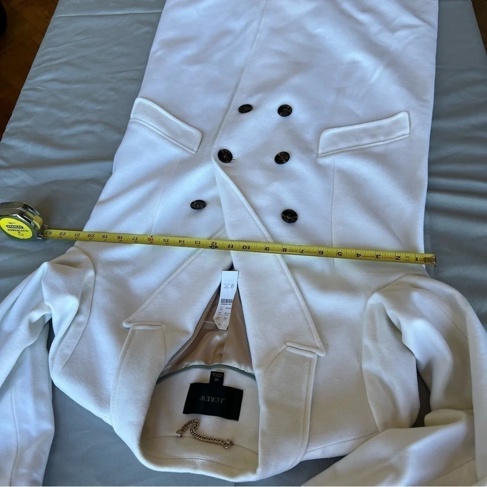 J.Crew Double-Breasted Topcoat in Italian Wool-Cashmere in Ivory Size 12